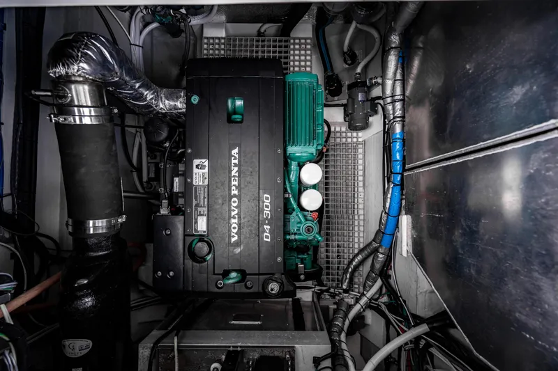Altair Yacht Photos Pics Engine room of 2019 Aquila 44 Yacht featuring Volvo Penta D4-300 engine.