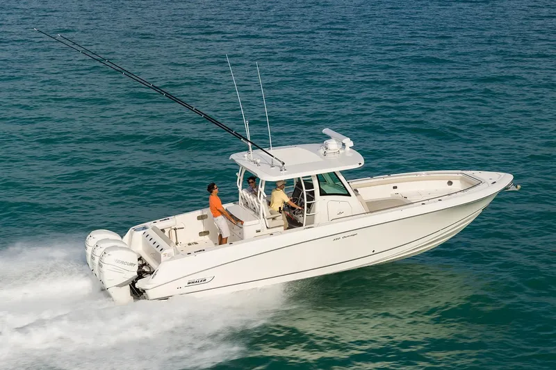  Yacht Photos Pics Manufacturer Provided Image: 2020 Boston Whaler 350 Outrage cruising on the ocean.