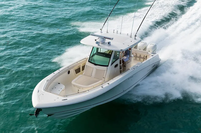  Yacht Photos Pics Manufacturer Provided Image: 2020 Boston Whaler 350 Outrage cruising on open water.