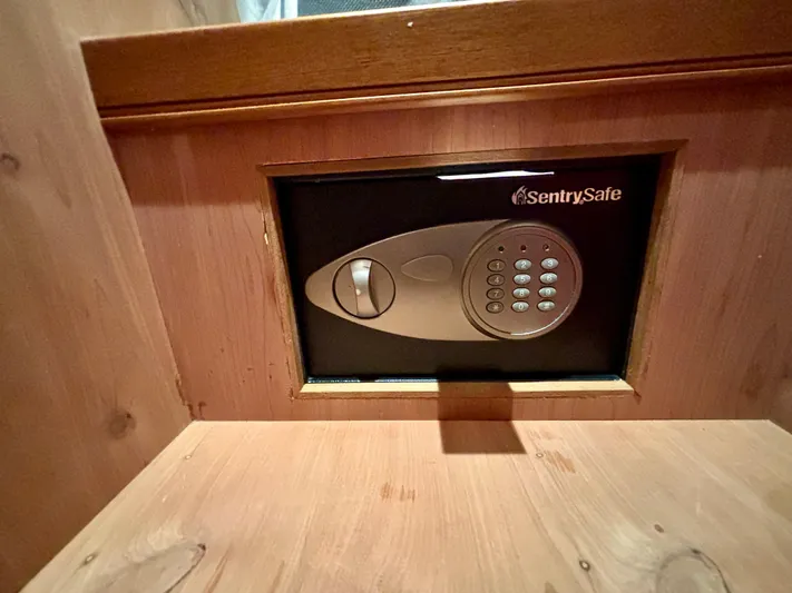 Forever Fun Yacht Photos Pics Built-in SentrySafe in wooden cabinet, Marlow 53E CB, 2018 model.