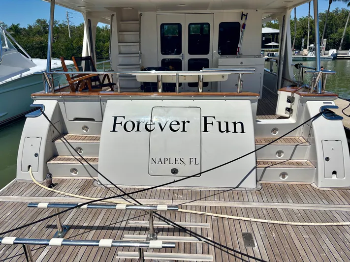 Forever Fun Yacht Photos Pics Marlow 53E CB yacht "Forever Fun" docked in Naples, FL, 2018 model.