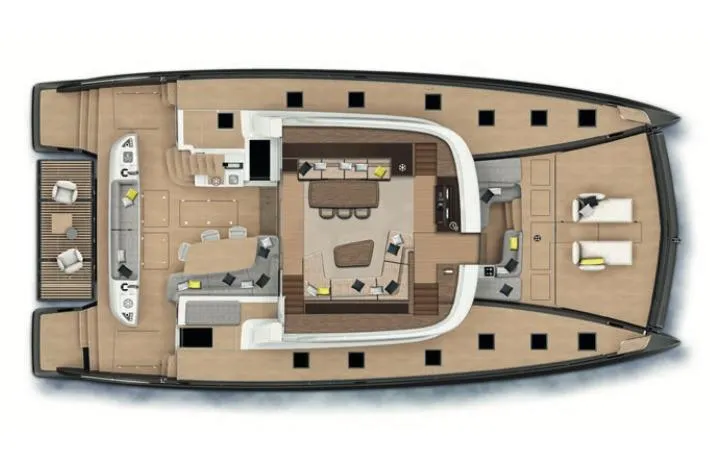 Sixty7 Yacht Photos Pics 2023 Lagoon SIXTY 7 yacht floor plan, showcasing spacious and luxurious interior layout.