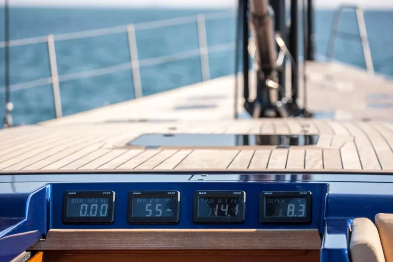  Yacht Photos Pics Control panel on a 2005 Wally WALLY 94' yacht with ocean view.