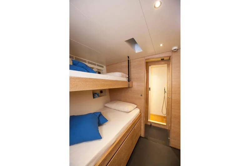  Yacht Photos Pics Interior of 2005 Wally WALLY 94' yacht with bunk beds and modern design.