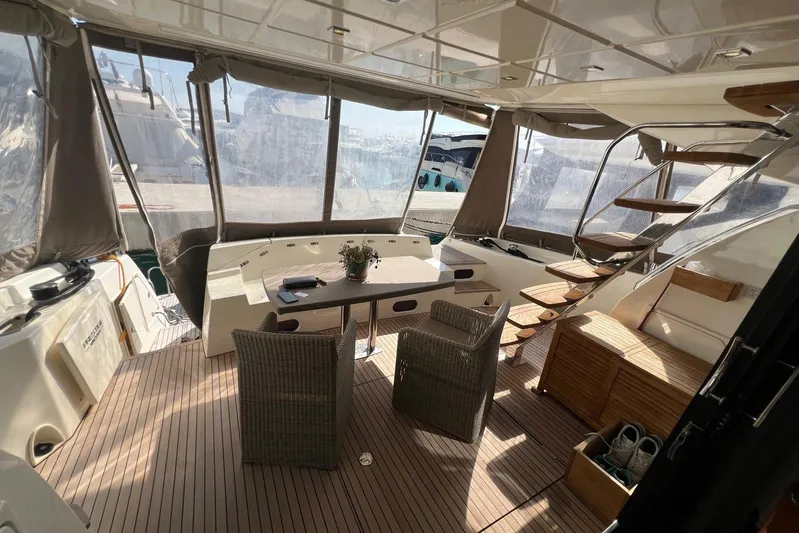  Yacht Photos Pics Luxurious 2013 Prestige 620 yacht interior with elegant seating and wooden flooring.