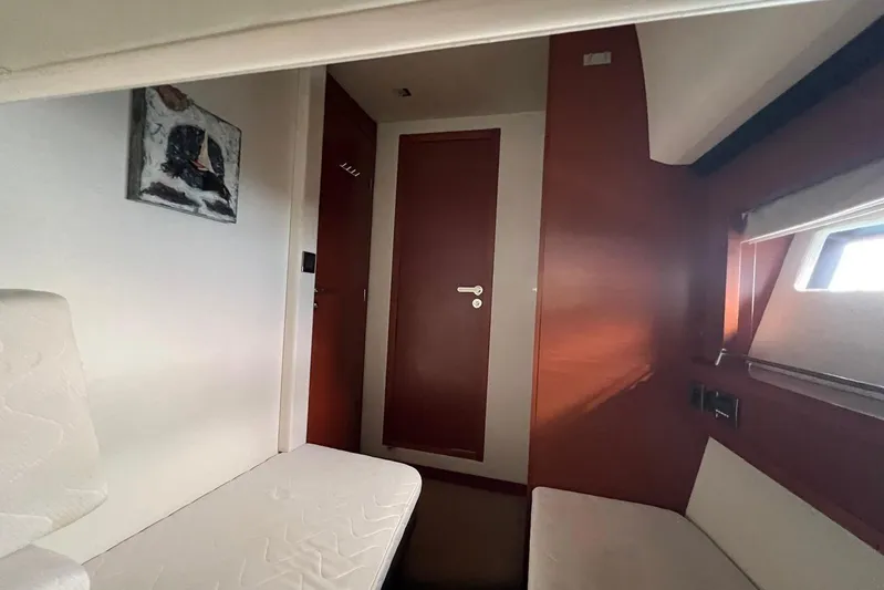  Yacht Photos Pics Interior cabin of 2013 Prestige 620 yacht with modern design and cozy seating.