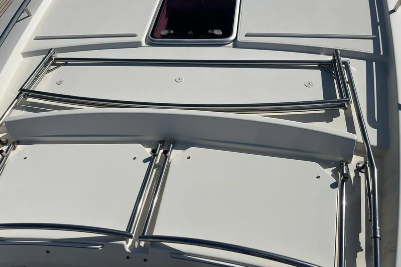  Yacht Photos Pics Deck of 2013 Prestige 620 yacht with stainless steel railings.