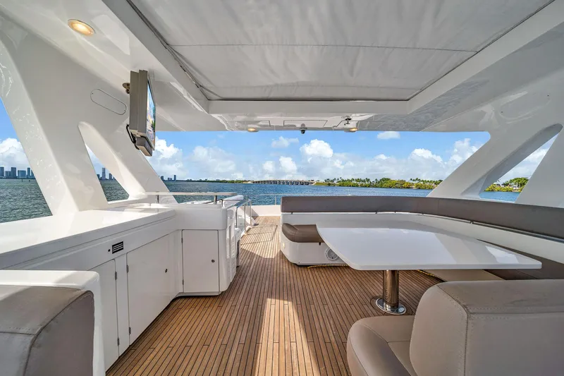 Evolution Yacht Photos Pics Luxurious 2013 Ferretti Yachts 800 with spacious deck and stunning ocean view.