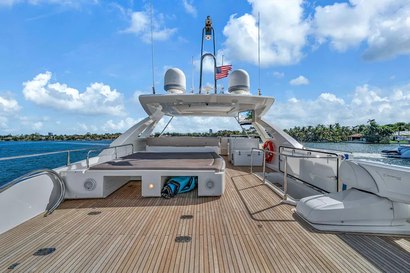 Evolution Yacht Photos Pics Luxurious 2013 Ferretti Yachts 800 on open water, featuring spacious deck and modern amenities.