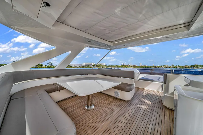 Evolution Yacht Photos Pics Luxurious 2013 Ferretti Yachts 800 with spacious deck seating and elegant design.