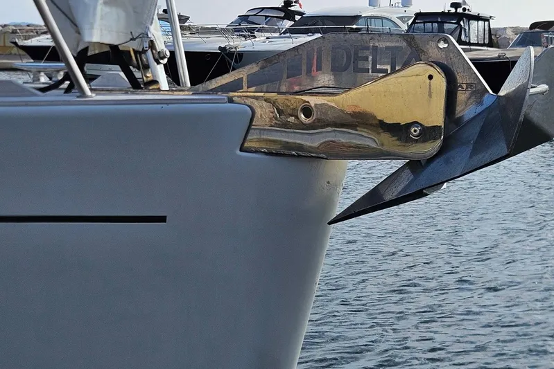 Cnb 60 Yacht Photos Pics Bow of 2013 CNB BORDEAUX 60 yacht with Delta anchor in marina.