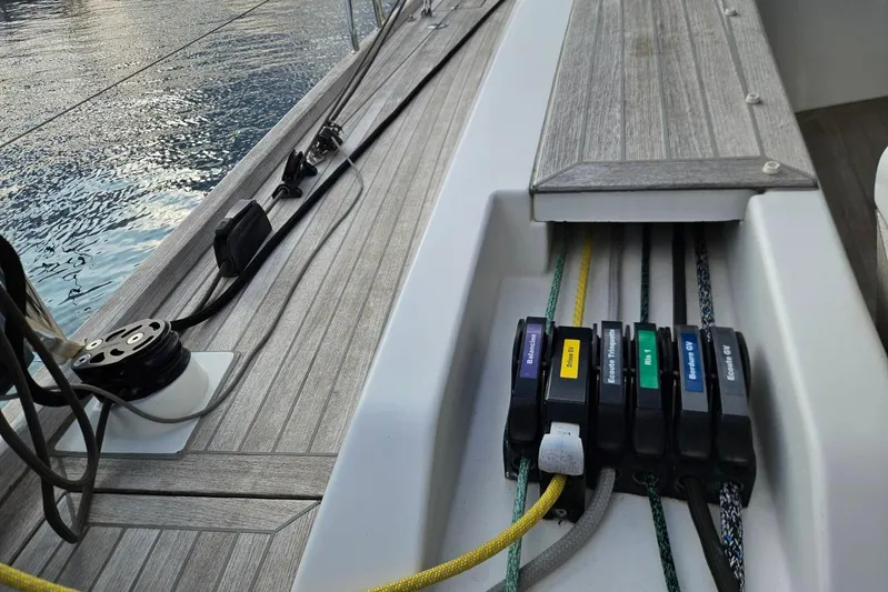 Cnb 60 Yacht Photos Pics Deck of 2013 CNB BORDEAUX 60 yacht with rope clutches and winch.