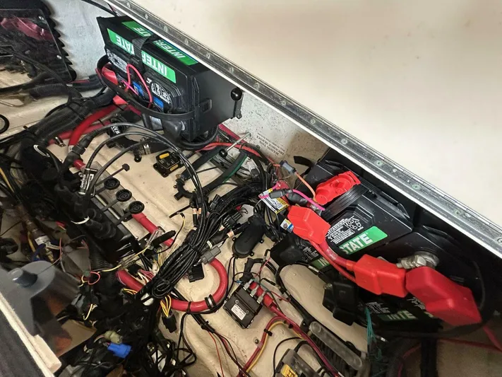  Yacht Photos Pics Electrical wiring and battery setup in a 2019 Grady-White 306 CANYON boat.