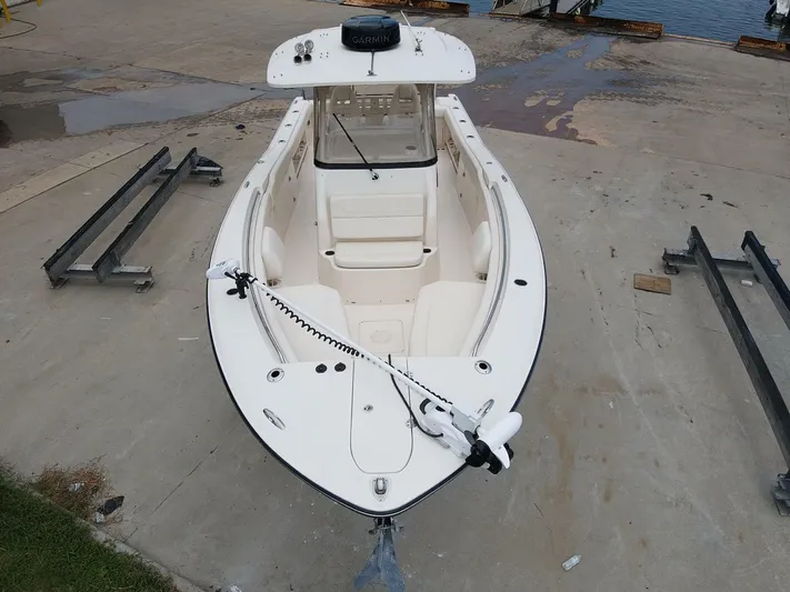  Yacht Photos Pics 2019 Grady-White 306 CANYON boat on dock, aerial view.