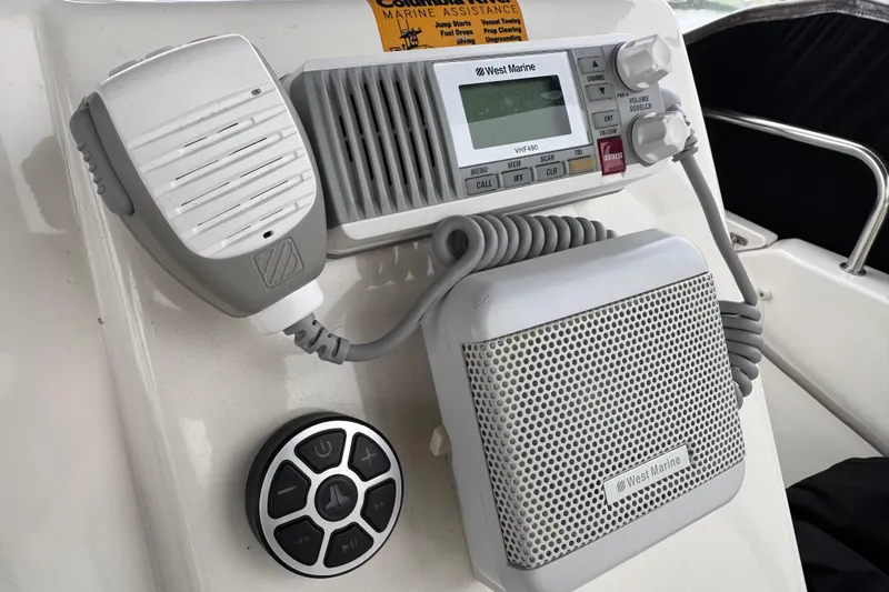  Yacht Photos Pics VHF radio system on 2002 Silverton 352 Motor Yacht dashboard.