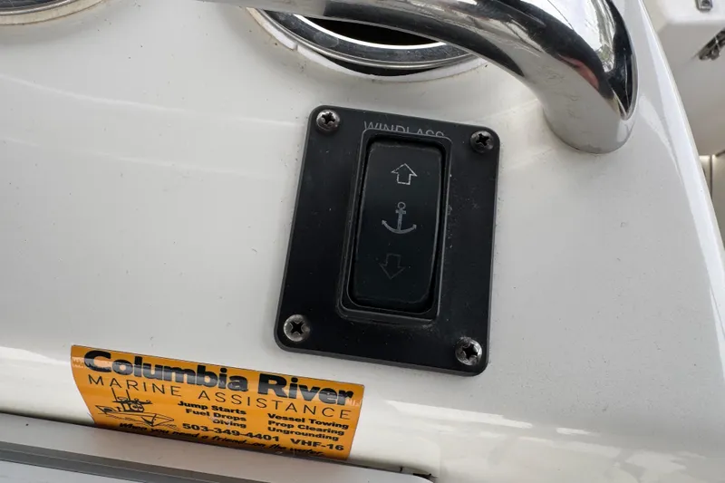  Yacht Photos Pics Control panel on 2002 Silverton 352 Motor Yacht with Columbia River Marine Assistance sticker.