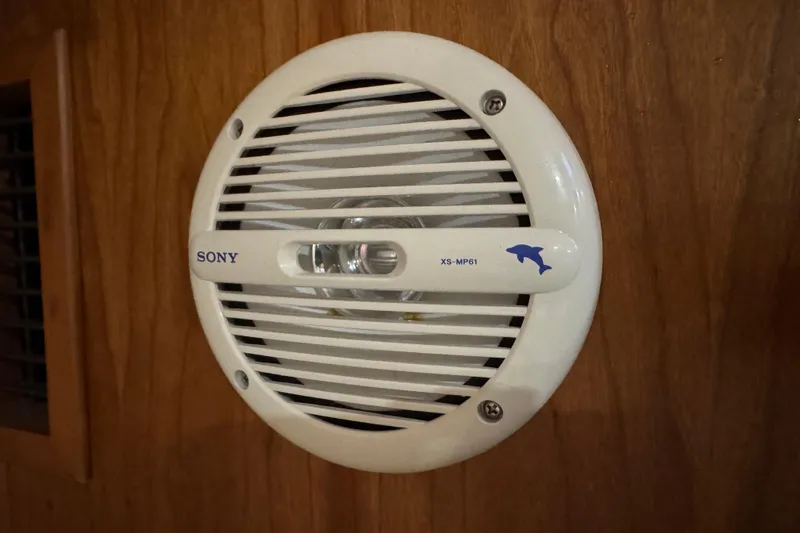  Yacht Photos Pics Sony XS-MP61 speaker on 2002 Silverton 352 Motor Yacht wooden interior.