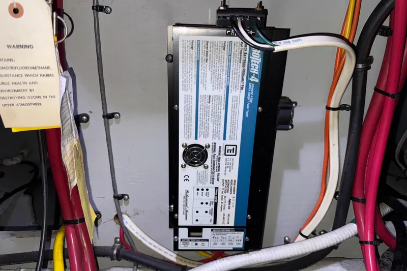  Yacht Photos Pics Electrical panel with wiring in a 2002 Silverton 352 Motor Yacht.