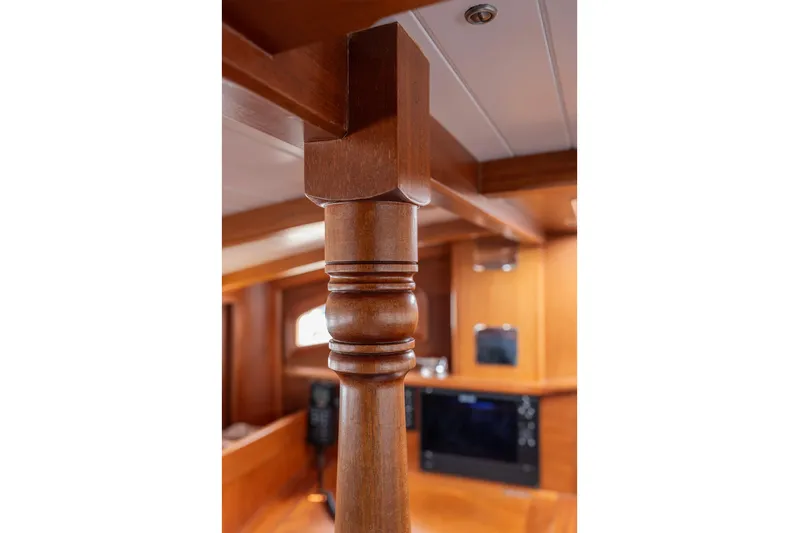  Yacht Photos Pics Interior of 2011 Spirit 50 DH yacht showcasing elegant wooden craftsmanship.