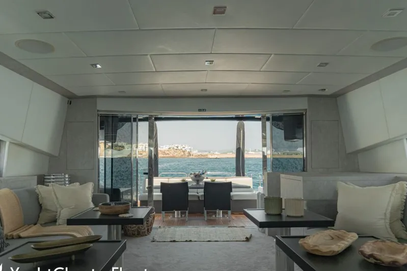 La Romana Yacht Photos Pics Luxurious interior of 2006 Cantiere Arno Leopard 31 yacht with ocean view.