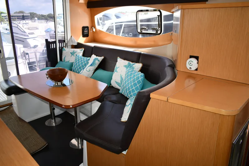 Beach Cat Yacht Photos Pics Interior of 2012 Fountaine Pajot 40 catamaran with cozy seating and stylish decor.
