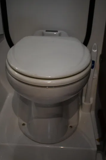 Beach Cat Yacht Photos Pics Toilet in 2012 Fountaine Pajot 40 catamaran bathroom, featuring compact marine design.