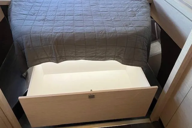 Paire De Jacques Yacht Photos Pics Under-bed storage drawer in 2021 Fountaine Pajot Isla 40 catamaran cabin.
