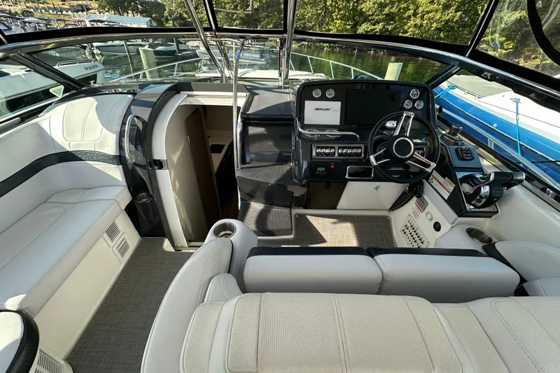  Yacht Photos Pics 2019 Formula 37 Performance Cruiser cockpit with modern helm and seating.