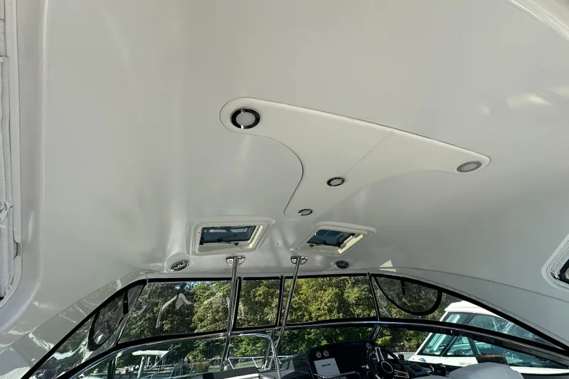  Yacht Photos Pics 2019 Formula 37 Performance Cruiser interior roof with skylights and sleek design.
