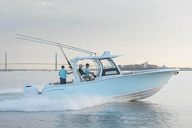  Yacht Photos Pics Manufacturer Provided Image: 2024 Sportsman Open 302 Center Console boat cruising on water.