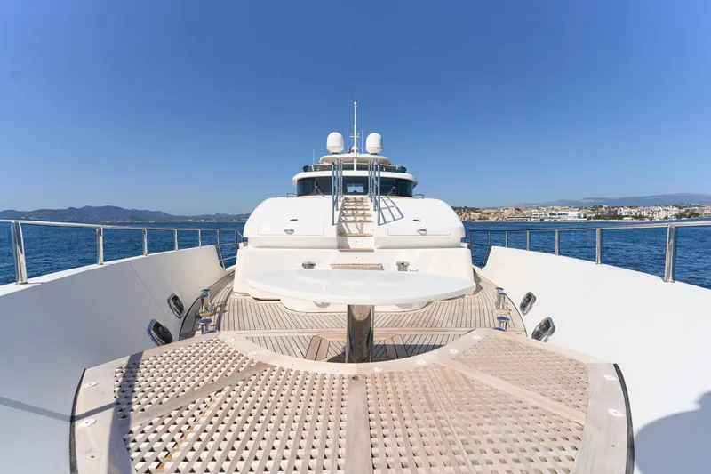 Sea Bear Yacht Photos Pics Luxury 2013 Benetti 93 Delfino yacht deck with ocean view.