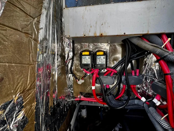  Yacht Photos Pics Electrical wiring and components inside a 2007 Meridian 411 Sedan boat.