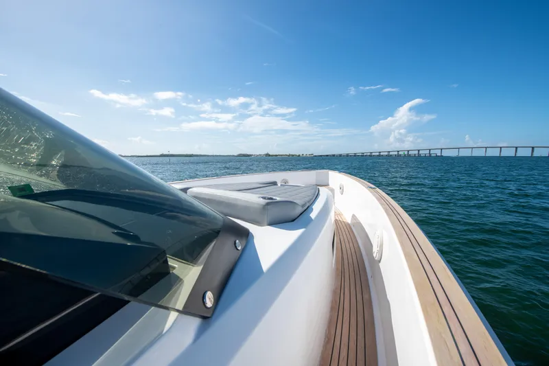  Yacht Photos Pics 2020 Pardo Yachts P38 cruising on open water under a clear blue sky.