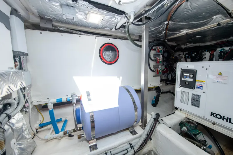  Yacht Photos Pics Engine room of 2020 Pardo Yachts P38, featuring equipment and wiring.
