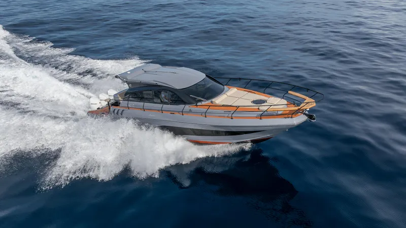  Yacht Photos Pics Modern Hanover 415 yacht cruising on open sea, 2025 model.