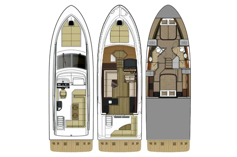  Yacht Photos Pics Manufacturer Provided Image: 2017 Sea Ray Fly 460 yacht floor plan showing three levels.