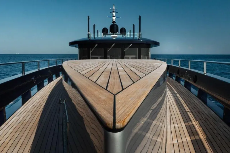  Yacht Photos Pics Luxurious MMGI 44m yacht deck, 2009 model, cruising on open sea.