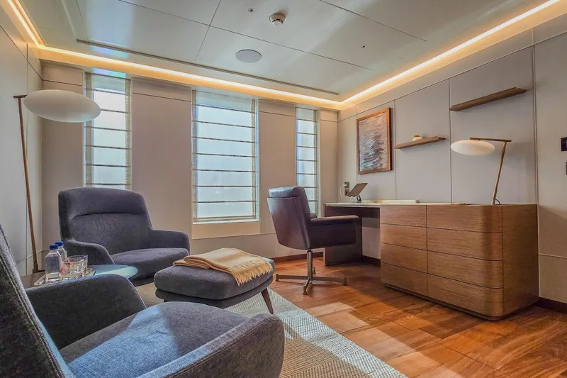  Yacht Photos Pics Luxurious yacht interior with modern furniture, MMGI 44m, 2009 model.