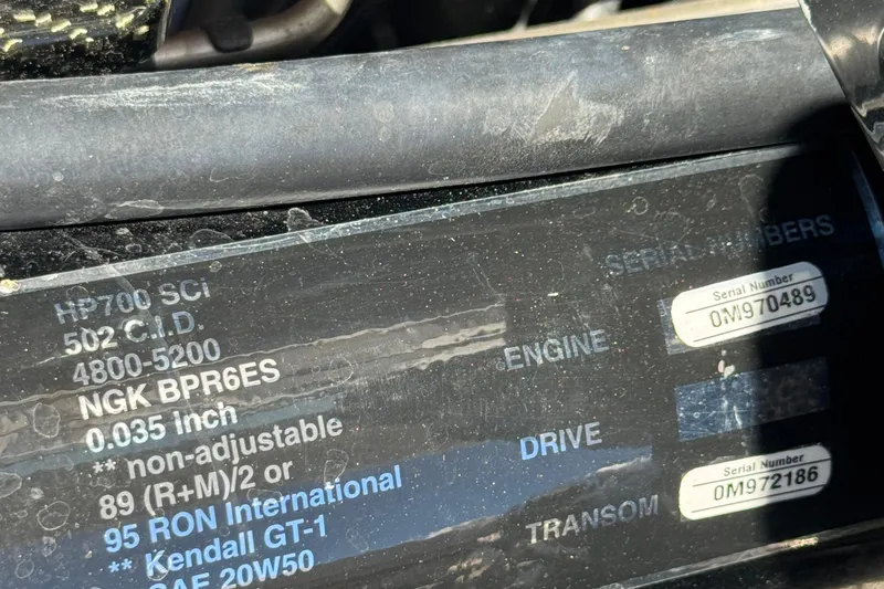 Jah Love Yacht Photos Pics Engine specifications and serial numbers on a 2015 Donzi 38 ZR boat.