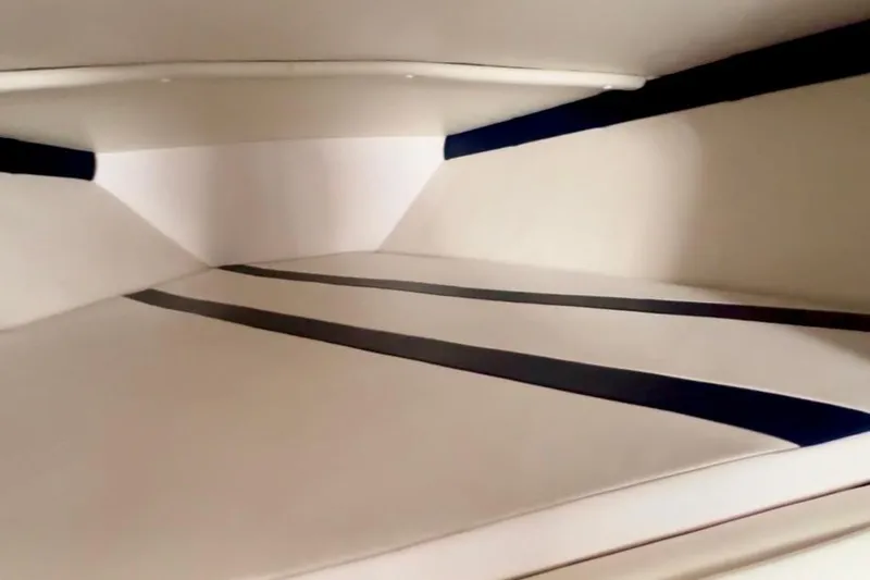 Jah Love Yacht Photos Pics Interior cabin of 2015 Donzi 38 ZR boat, featuring sleek, modern design.