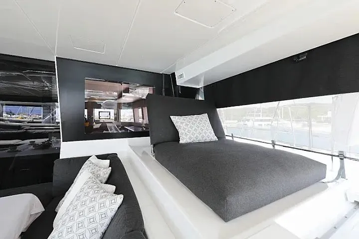 Masterdream Yacht Photos Pics Luxurious interior of 2018 Lagoon 620 Esense yacht with modern furnishings.