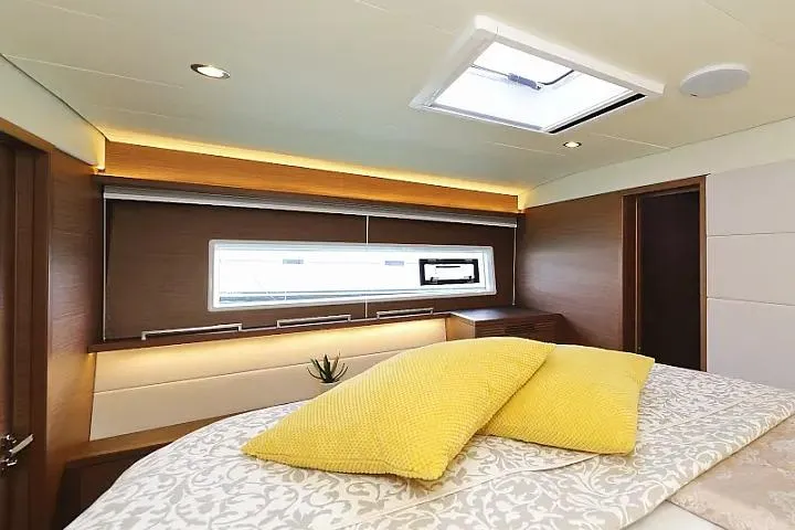 Masterdream Yacht Photos Pics Luxurious interior of 2018 Lagoon 620 Esense yacht with modern design and skylight.