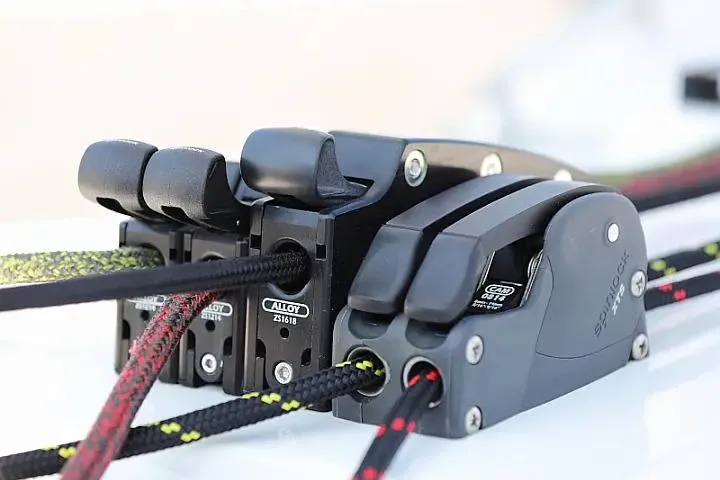 Masterdream Yacht Photos Pics Close-up of rope clutches on a 2018 Lagoon 620 Esense yacht.