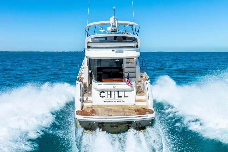Chill Yacht Photos Pics Luxury Princess F49 yacht cruising on open sea, 2018 model.