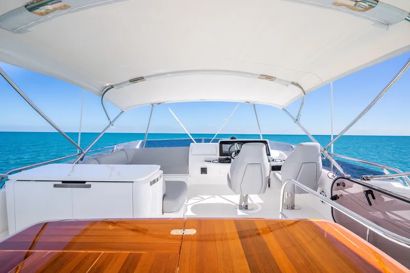 Chill Yacht Photos Pics Luxurious 2018 Princess F49 yacht interior with ocean view and modern helm.