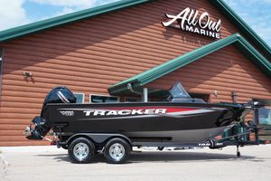 2026 Tracker Targa V-18 Combo boat displayed at All Out Marine dealership.