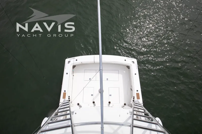 Pipe Dream Yacht Photos Pics Top view of 2005 Topaz 32 Express yacht by Navis Yacht Group on water.