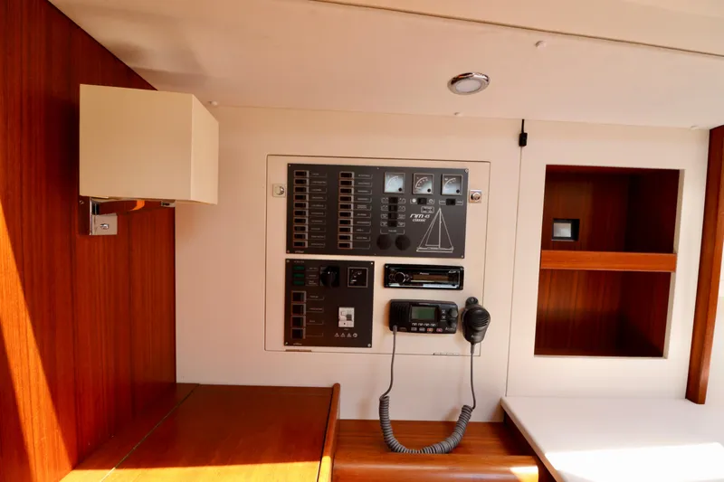  Yacht Photos Pics Electrical control panel inside 2022 Custom Jezequel design 45 Classic yacht cabin.