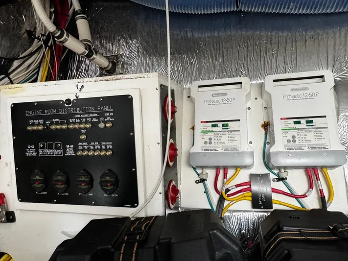  Yacht Photos Pics Engine room distribution panel and electrical components on a 2014 Cruisers Yachts 45 Cantius.