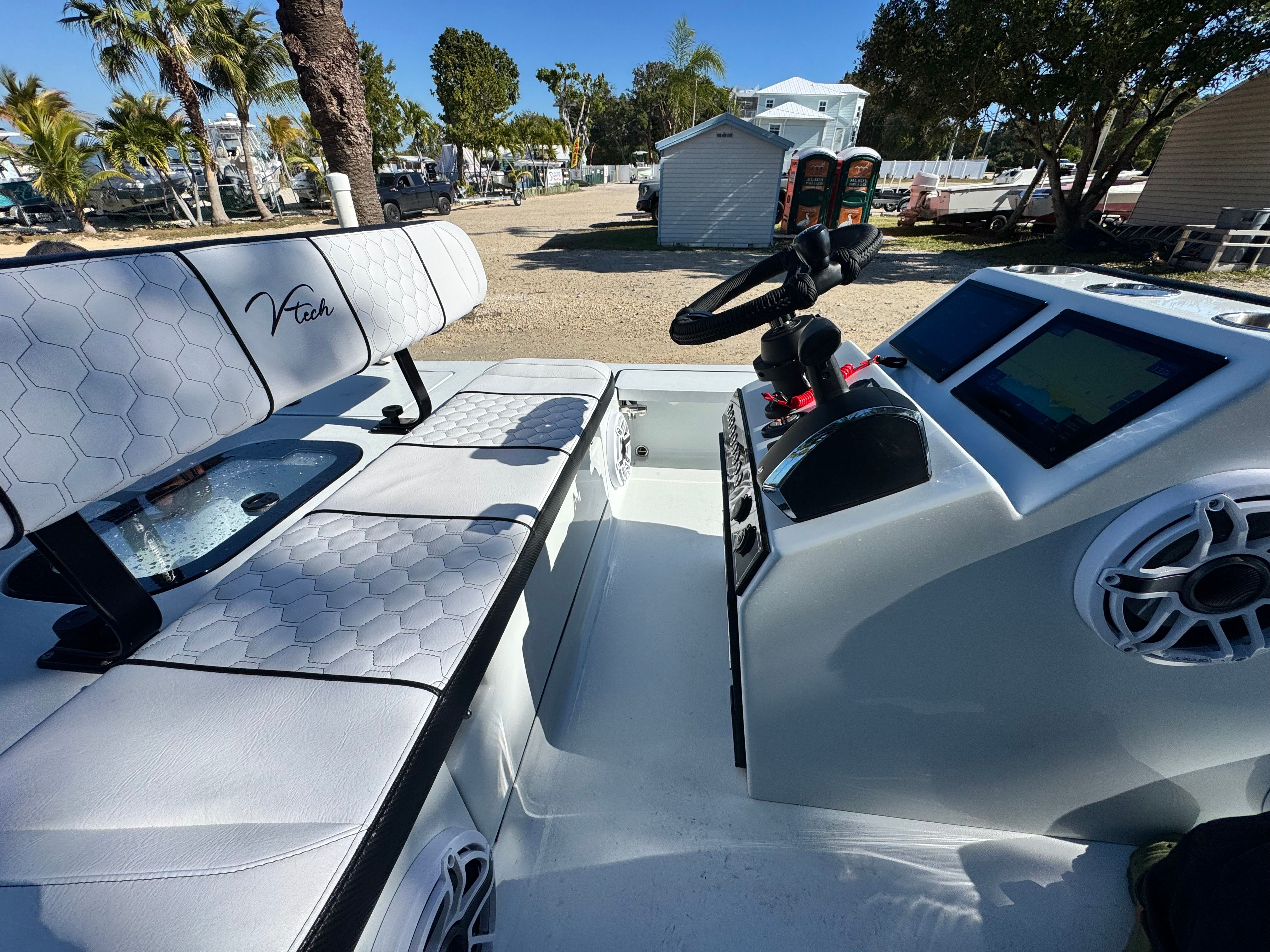 Interior of a 2026 Vtech 18 FLATS boat.